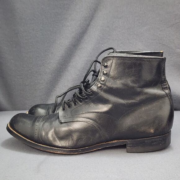 Stacy Adams Mens 9D Black Leather Lace Up Dress Boots Cap Toe main image 2